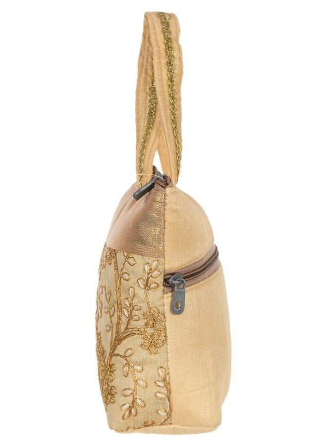 كوبير إندستريز حقيبة يد نسائية/بنات من البوليستر المطرز من شركة كوبر للصناعات، مزودة بمقبض، عبوة من قطعتين (لون كريمي) 54KM4029 - Image 4